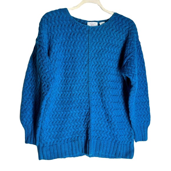 Honors Sweaters - Vintage Honors Apparel Cable Knitted by Hand Heavy Sweater Size Small Teal Blue